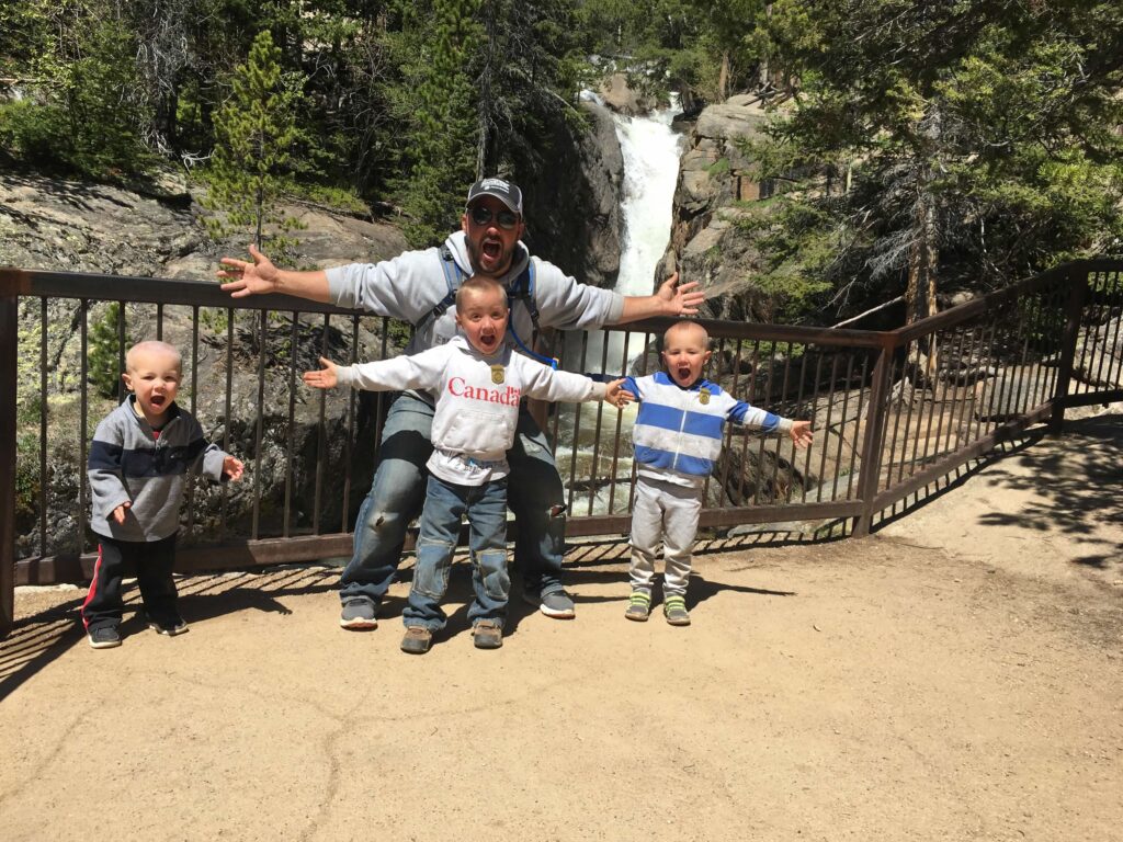 Financial Advisor Tyler Meyer and his sons at Rocky Mountain National Park.