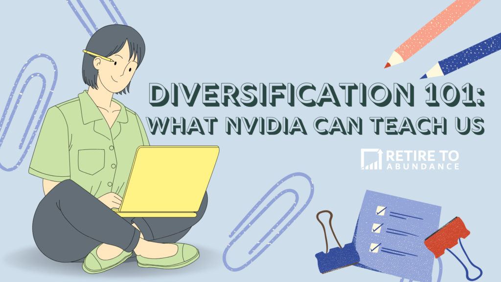 Woman learning on a laptop with words Diversification 101: What Nvidia can teach us